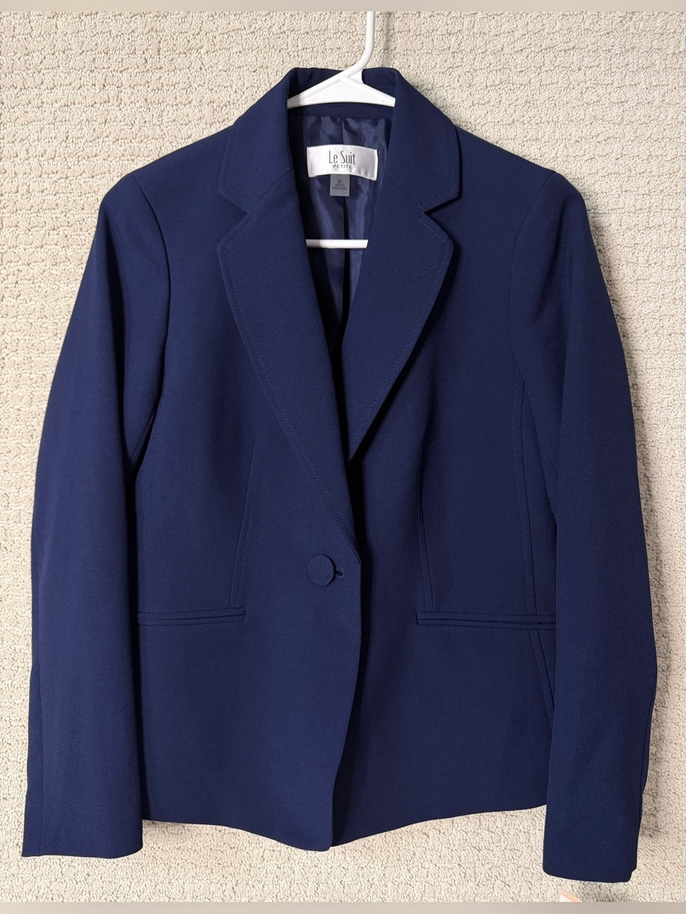 Le Suit Navy Single-Button Tailored Blazer Jacket Sz 2P